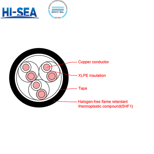 CHJPF/SC XLPE Insulation Low Smoke Halogen Free Flame Retardant Marine Communication Cable